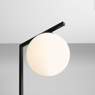 ANGLED OPAL GLASS GLOBE FLOOR LIGHT BLACK - DYKE & DEAN