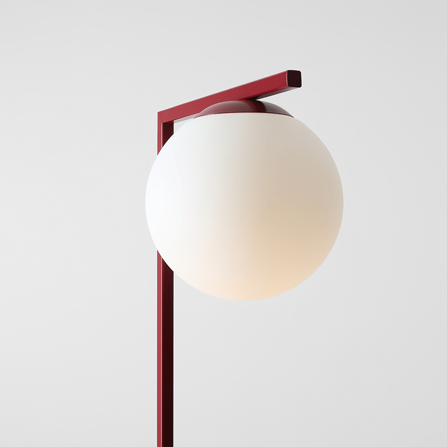 ANGLED OPAL GLASS GLOBE FLOOR LIGHT RED - DYKE & DEAN