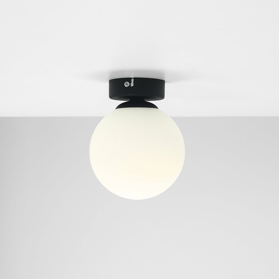 BALL GLOBE OPAL WALL CEILING LIGHT BLACK - DYKE & DEAN