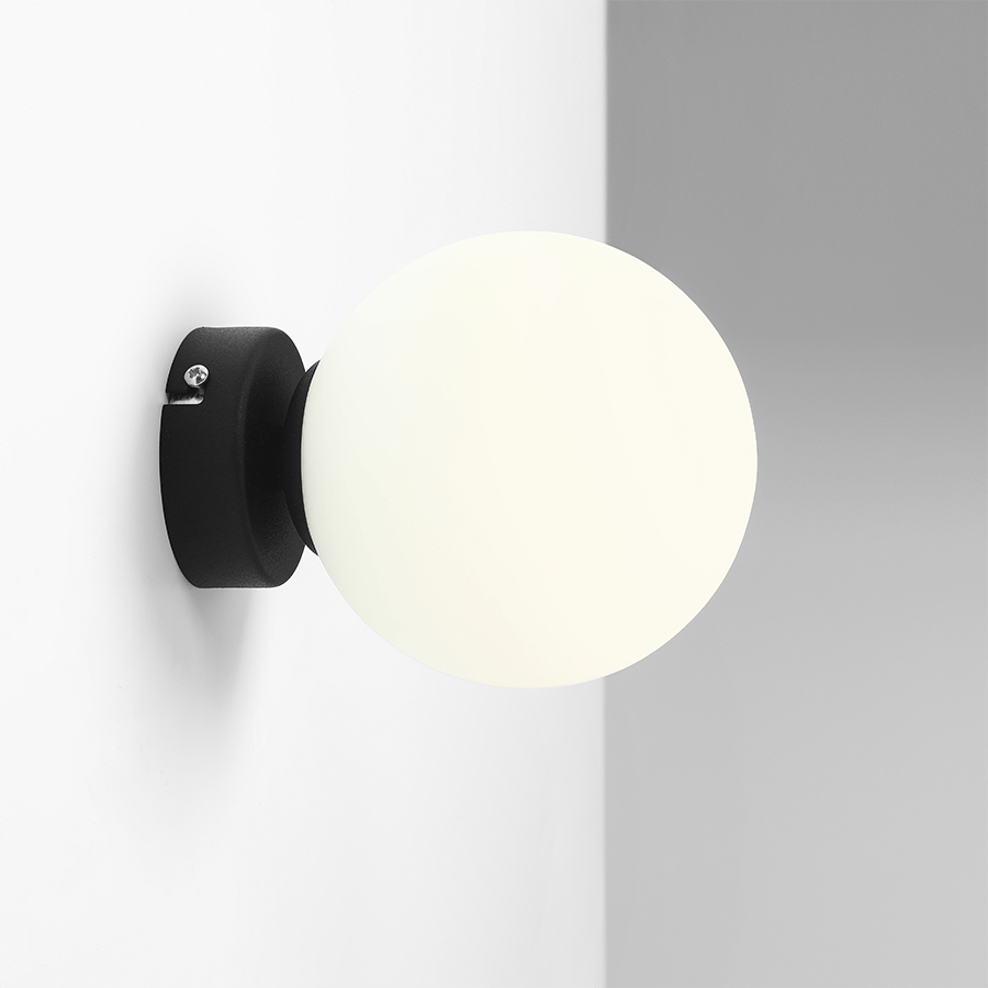 BALL GLOBE OPAL WALL CEILING LIGHT BLACK - DYKE & DEAN