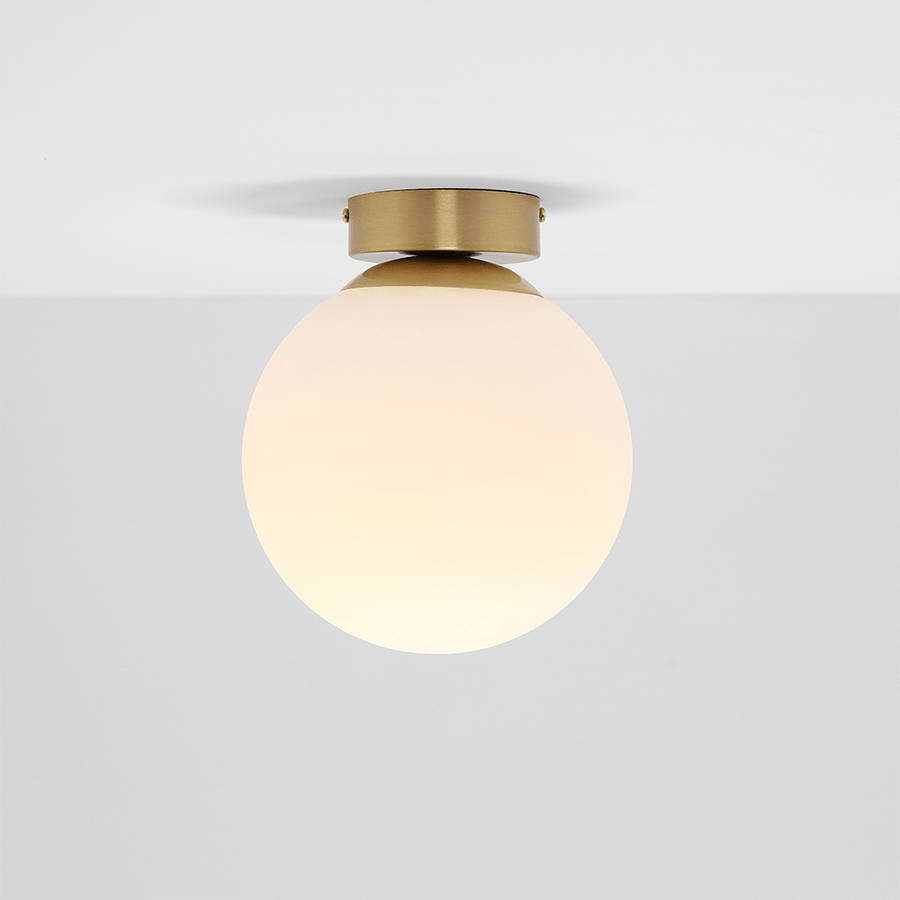 BALL GLOBE OPAL WALL CEILING LIGHT BRASS - DYKE & DEAN