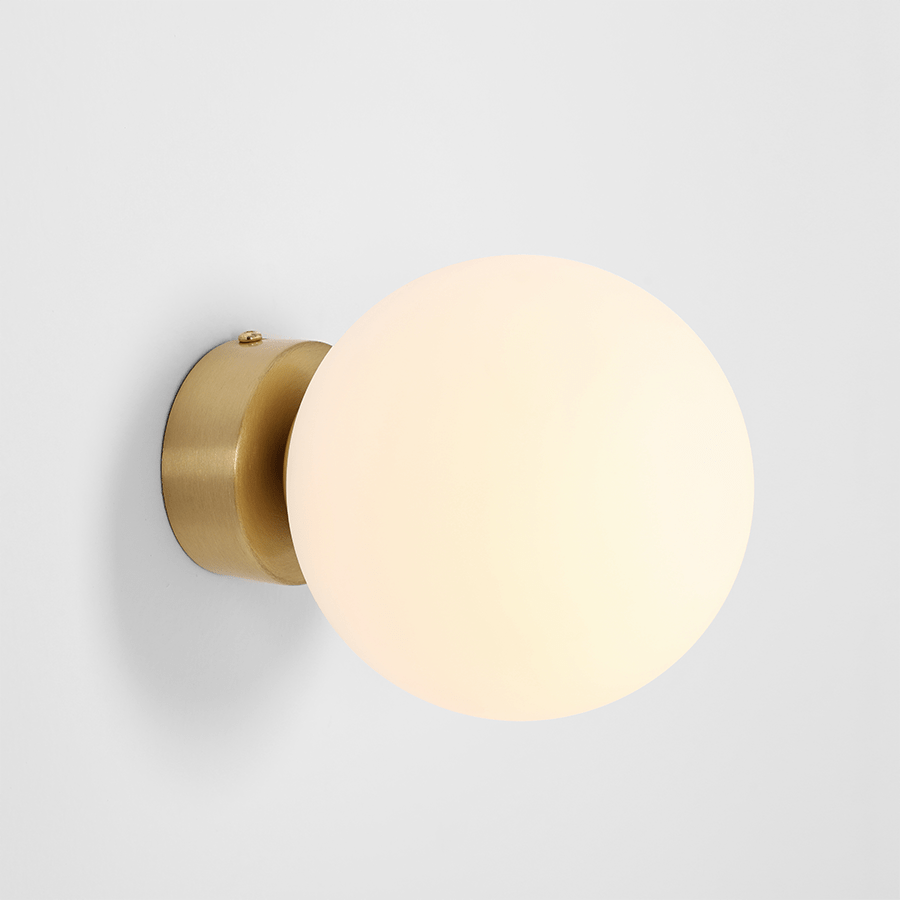 BALL GLOBE OPAL WALL CEILING LIGHT BRASS - DYKE & DEAN