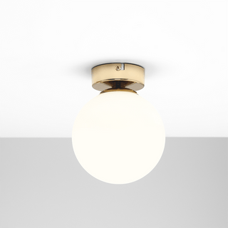 BALL GLOBE OPAL WALL CEILING LIGHT BRASS - DYKE & DEAN