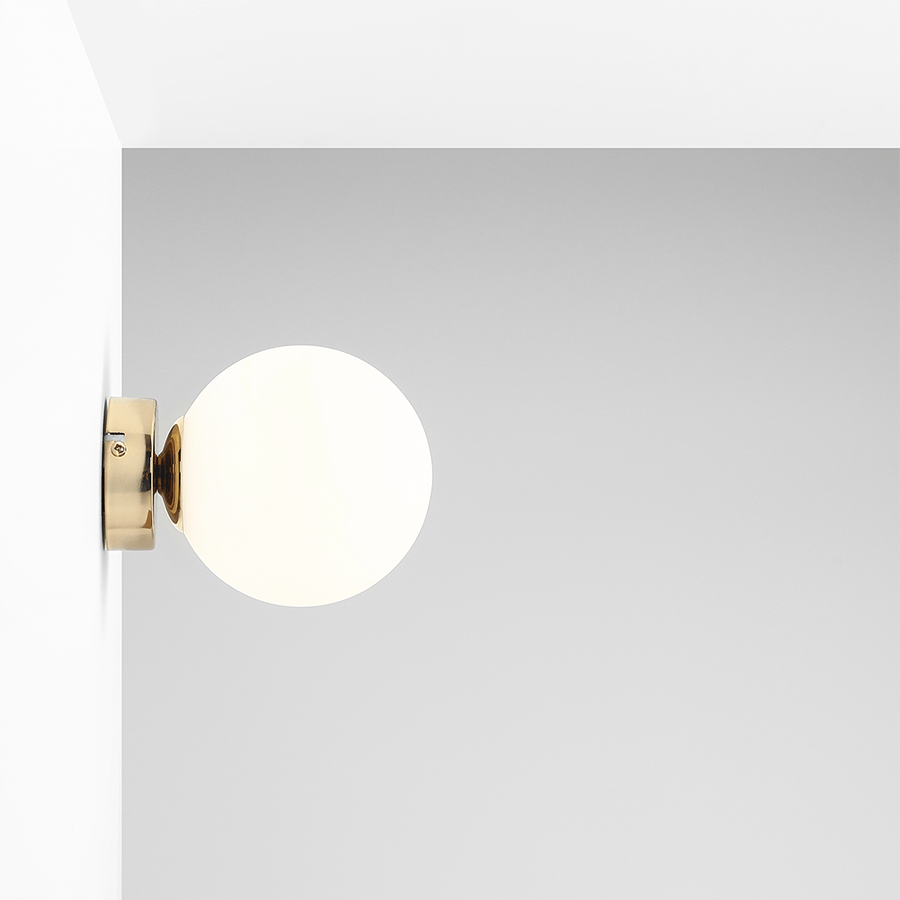 BALL GLOBE OPAL WALL CEILING LIGHT BRASS XL - DYKE & DEAN