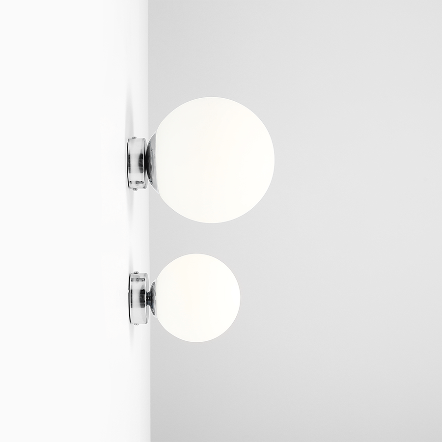 BALL GLOBE OPAL WALL CEILING LIGHT CHROME - DYKE & DEAN