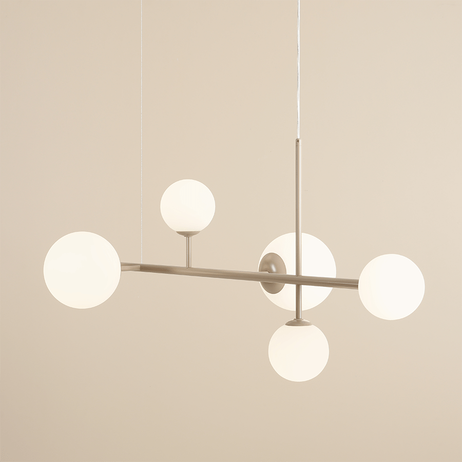 BATON ROD GLOBE PENDANT 6 LIGHT BEIGE - DYKE & DEAN