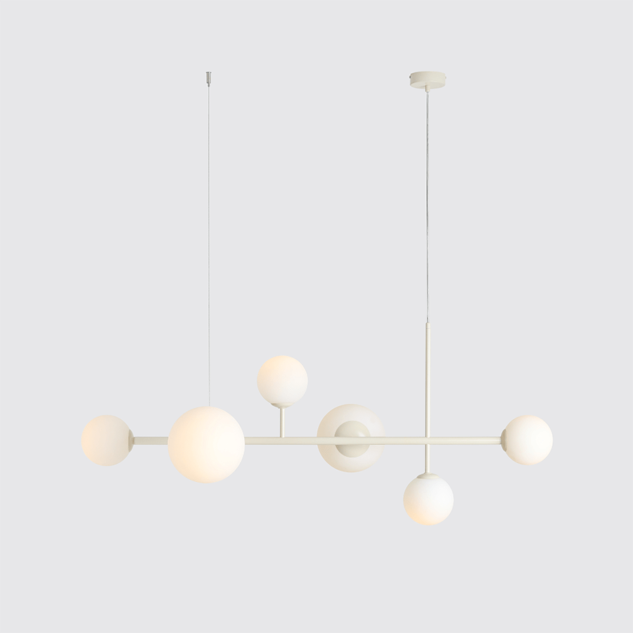 BATON ROD GLOBE PENDANT 6 LIGHT CREAM - DYKE & DEAN