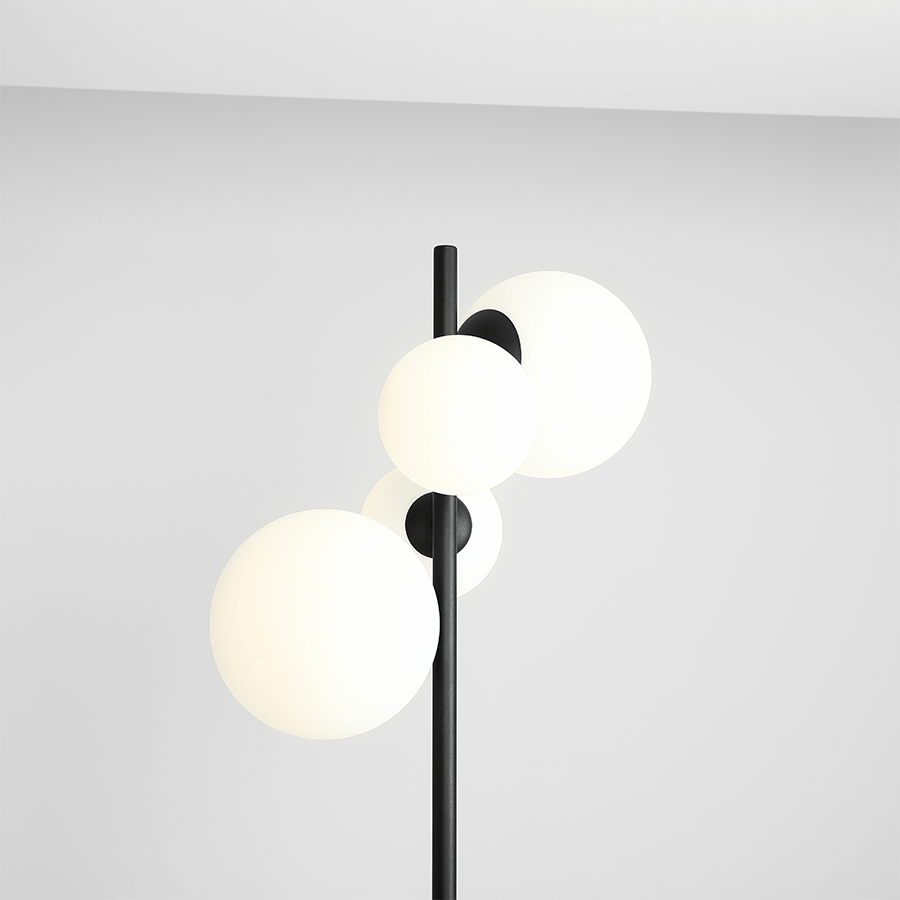 BLOOM OPAL GLOBES FLOOR LIGHT BLACK - DYKE & DEAN