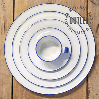 BLUE DETAIL MANSES DESIGN CERAMIC TEACUP AND SAUCER - DYKE & DEAN