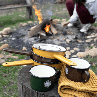 BROWN ENAMEL SAUCE POT - DYKE & DEAN