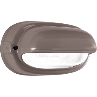 BROWN PORCELAIN HORIZONTAL BULKHEAD LAMP - DYKE & DEAN