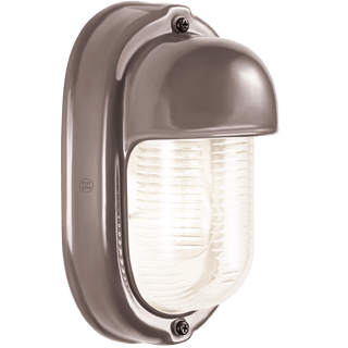 BROWN PORCELAIN VERTICAL BULKHEAD LAMP - DYKE & DEAN