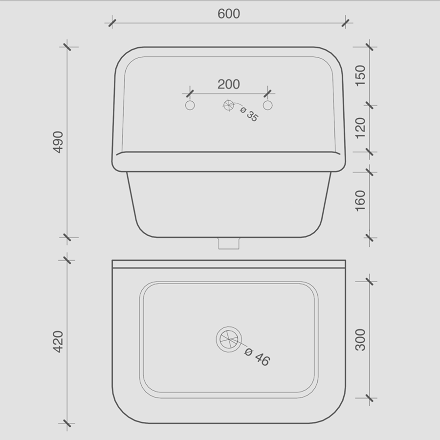 CERAMIC MOUNTED MEDIUM SINK WHITE - DYKE & DEAN