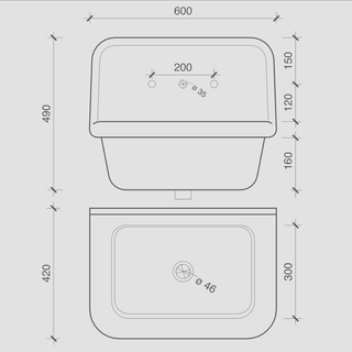 CERAMIC MOUNTED MEDIUM SINK WITH COLOUR OPTIONS - DYKE & DEAN