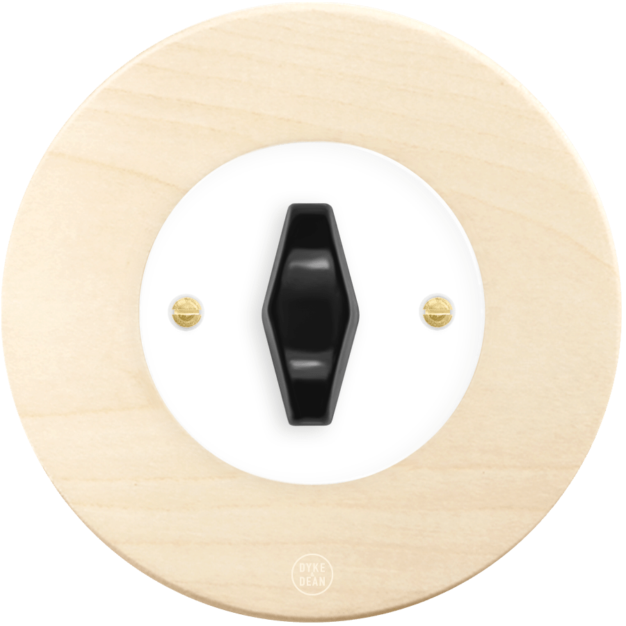 CLASSIC BEECHWOOD BLACK DIAMOND ROTARY WHITE SWITCH - DYKE & DEAN