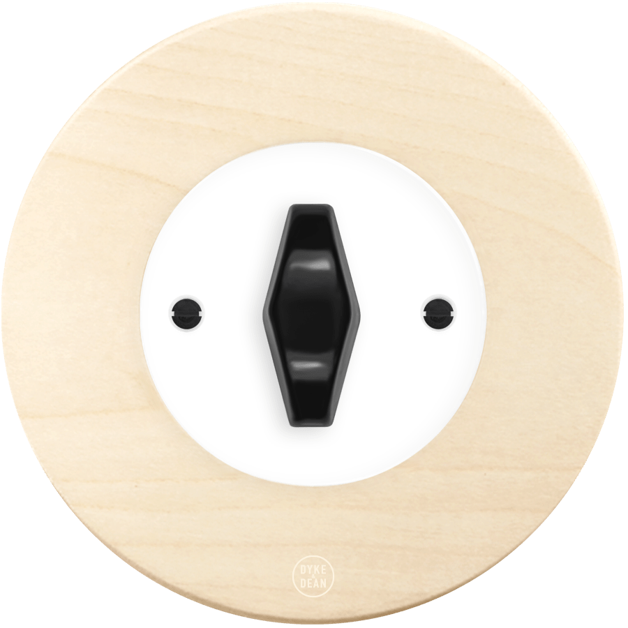 CLASSIC BEECHWOOD BLACK DIAMOND ROTARY WHITE SWITCH - DYKE & DEAN