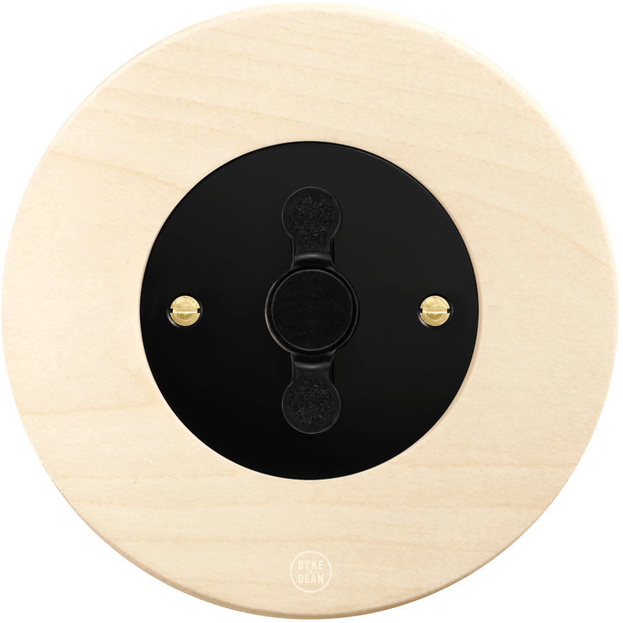 CLASSIC BEECHWOOD ROUND ROTARY BLACK SWITCH - DYKE & DEAN