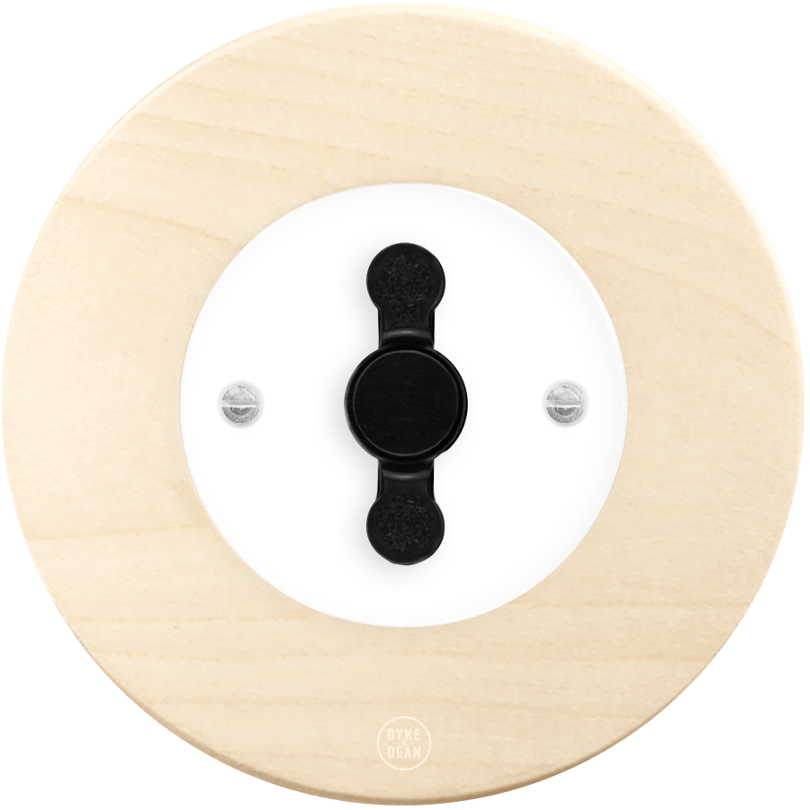 CLASSIC BEECHWOOD ROUND ROTARY WHITE SWITCH - DYKE & DEAN