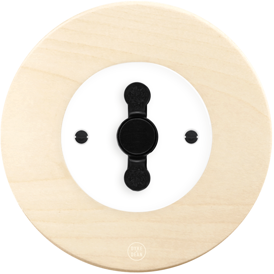 CLASSIC BEECHWOOD ROUND ROTARY WHITE SWITCH - DYKE & DEAN