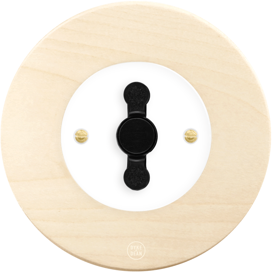 CLASSIC BEECHWOOD ROUND ROTARY WHITE SWITCH - DYKE & DEAN