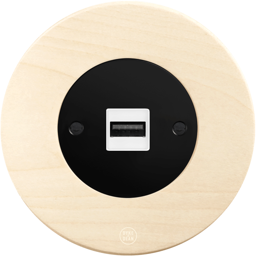 CLASSIC BEECHWOOD USB BLACK SOCKET - DYKE & DEAN