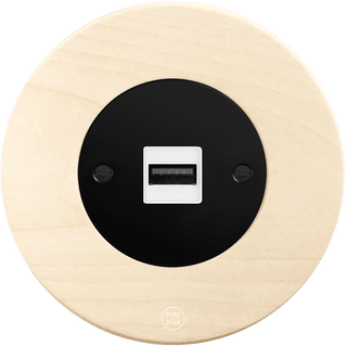 CLASSIC BEECHWOOD USB BLACK SOCKET - DYKE & DEAN