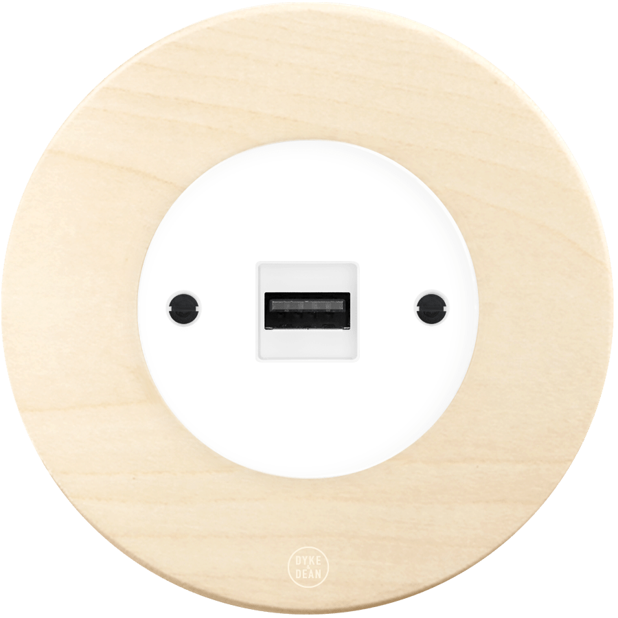 CLASSIC BEECHWOOD USB WHITE SOCKET - DYKE & DEAN