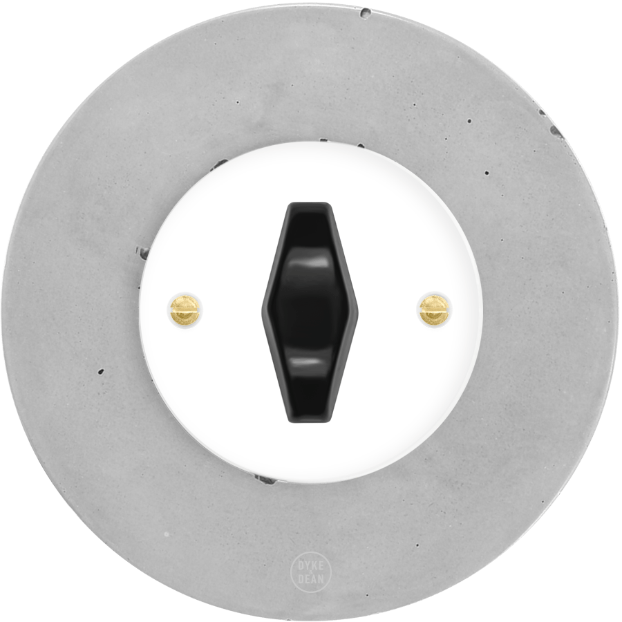 CLASSIC CONCRETE BLACK DIAMOND ROTARY WHITE SWITCH - DYKE & DEAN