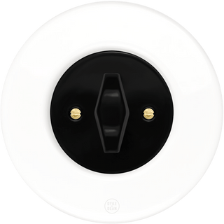 CLASSIC PORCELAIN BLACK DIAMOND ROTARY REVERSE DOMINO SWITCH - DYKE & DEAN