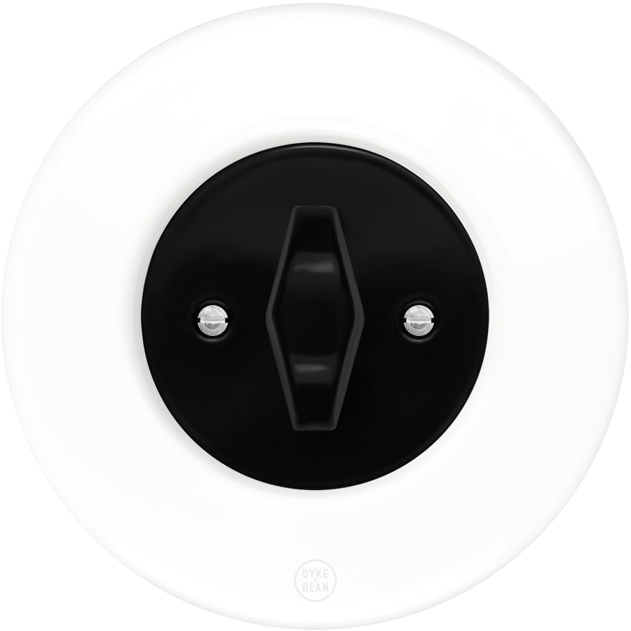 CLASSIC PORCELAIN BLACK DIAMOND ROTARY REVERSE DOMINO SWITCH - DYKE & DEAN