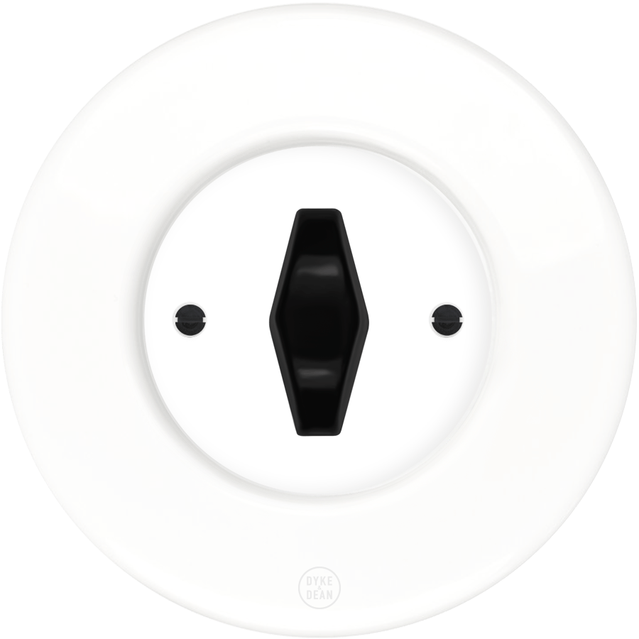 CLASSIC PORCELAIN BLACK DIAMOND ROTARY WHITE SWITCH - DYKE & DEAN