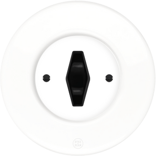 CLASSIC PORCELAIN BLACK DIAMOND ROTARY WHITE SWITCH - DYKE & DEAN