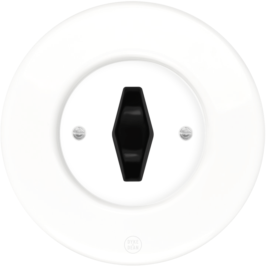 CLASSIC PORCELAIN BLACK DIAMOND ROTARY WHITE SWITCH - DYKE & DEAN