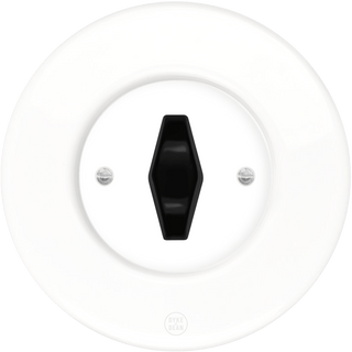 CLASSIC PORCELAIN BLACK DIAMOND ROTARY WHITE SWITCH - DYKE & DEAN