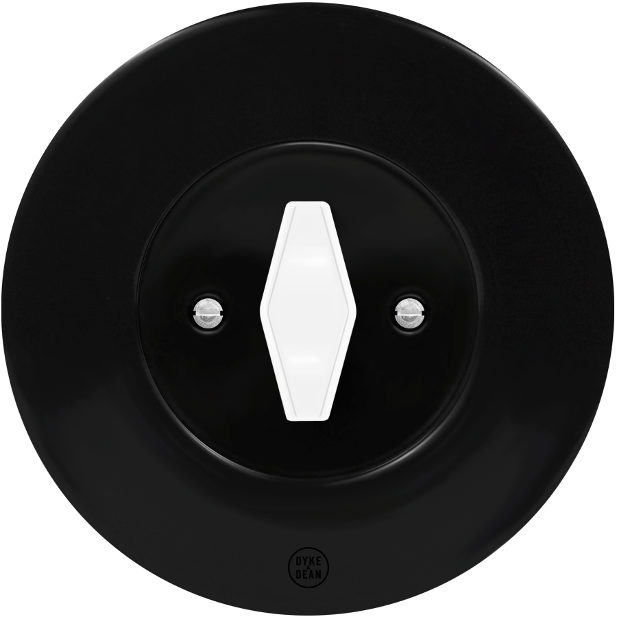 CLASSIC PORCELAIN WHITE DIAMOND ROTARY BLACK SWITCH - DYKE & DEAN