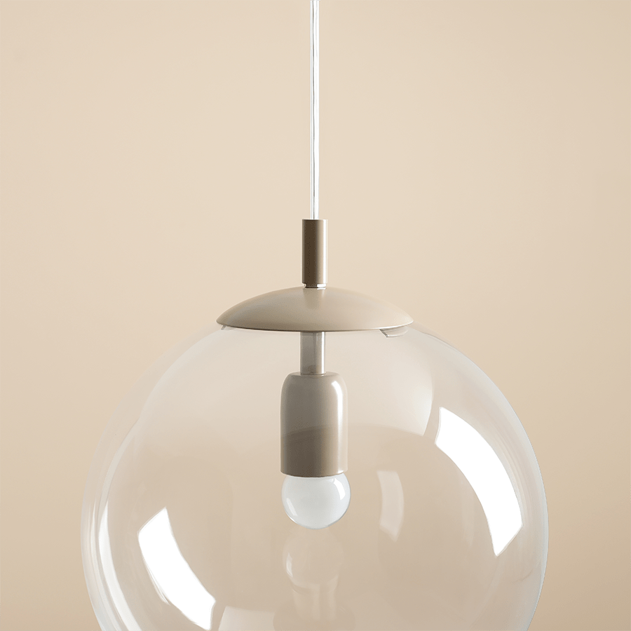 CLEAR GLASS HANGING GLOBE PENDANT BEIGE - DYKE & DEAN