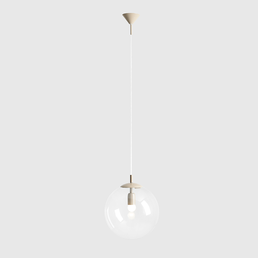 CLEAR GLASS HANGING GLOBE PENDANT BEIGE - DYKE & DEAN