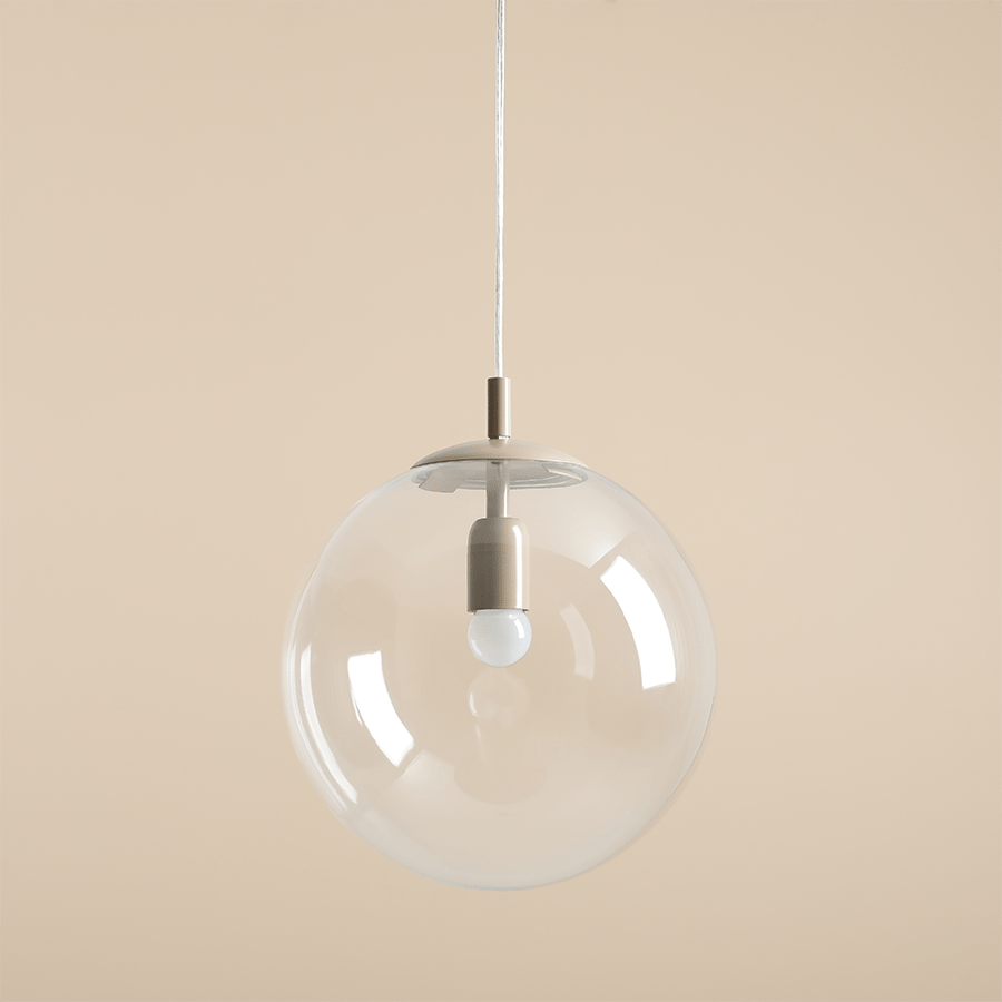 CLEAR GLASS HANGING GLOBE PENDANT BEIGE - DYKE & DEAN