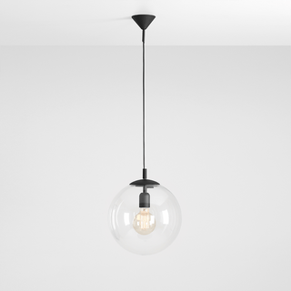 CLEAR GLASS HANGING GLOBE PENDANT BLACK - DYKE & DEAN