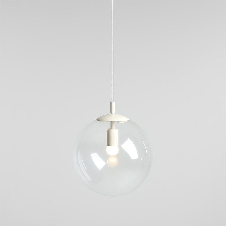 CLEAR GLASS HANGING GLOBE PENDANT CREAM - DYKE & DEAN