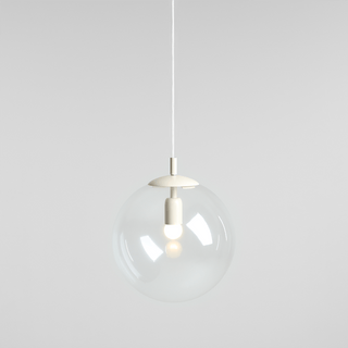 CLEAR GLASS HANGING GLOBE PENDANT CREAM - DYKE & DEAN