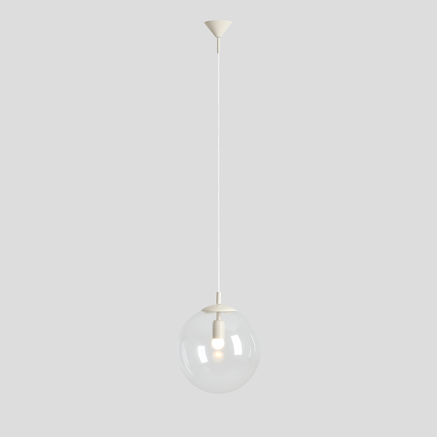 CLEAR GLASS HANGING GLOBE PENDANT CREAM - DYKE & DEAN