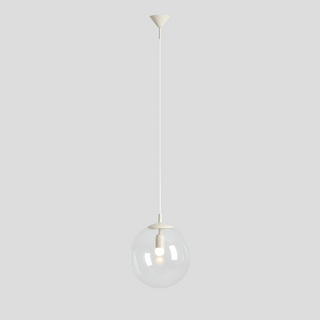 CLEAR GLASS HANGING GLOBE PENDANT CREAM - DYKE & DEAN