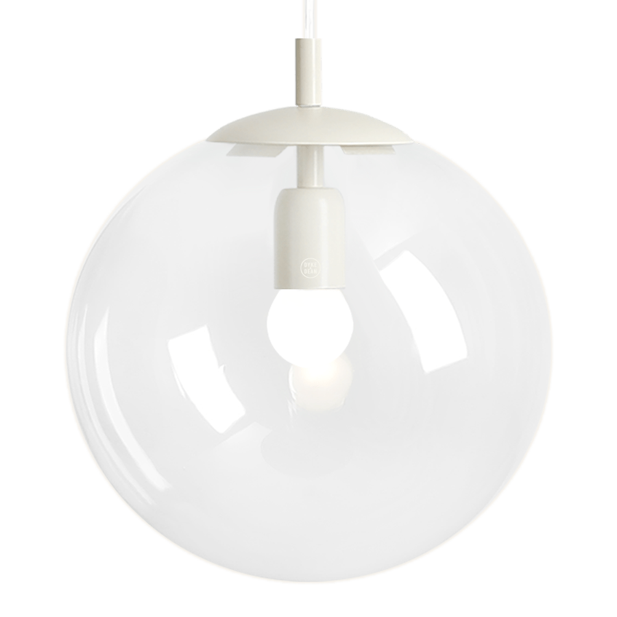 CLEAR GLASS HANGING GLOBE PENDANT CREAM - DYKE & DEAN