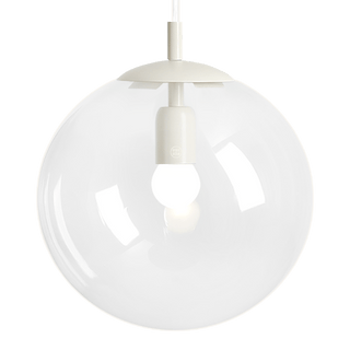 CLEAR GLASS HANGING GLOBE PENDANT CREAM - DYKE & DEAN