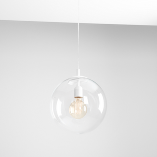 CLEAR GLASS HANGING GLOBE PENDANT WHITE - DYKE & DEAN