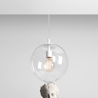 CLEAR GLASS HANGING GLOBE PENDANT WHITE - DYKE & DEAN