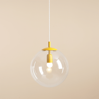 CLEAR GLASS HANGING GLOBE PENDANT YELLOW - DYKE & DEAN