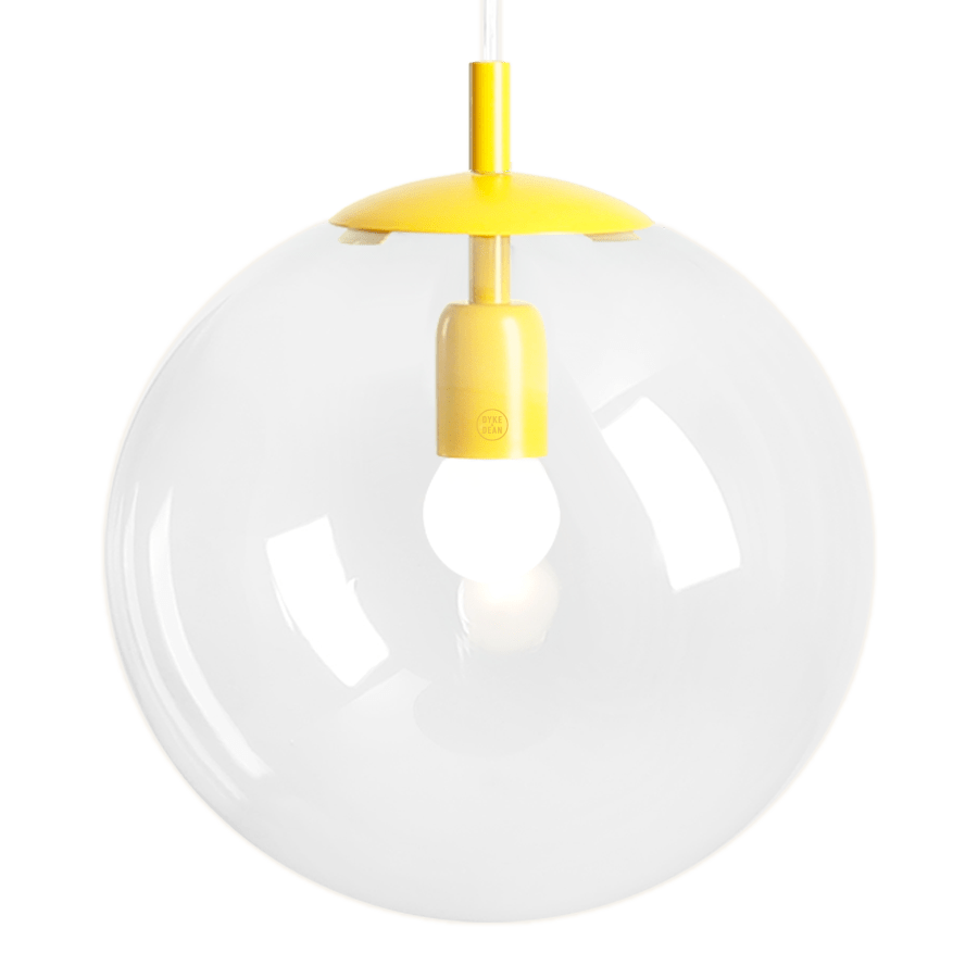 CLEAR GLASS HANGING GLOBE PENDANT YELLOW - DYKE & DEAN