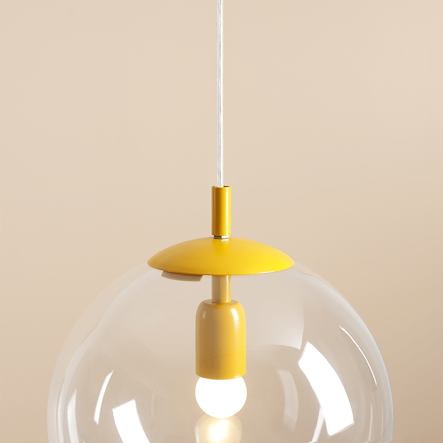 CLEAR GLASS HANGING GLOBE PENDANT YELLOW - DYKE & DEAN